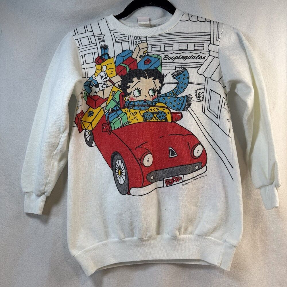 Vintage 1986 Betty Boop All Over Print Sweatshirt Boopingdales Youth M 10-12